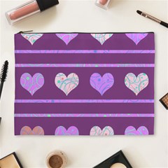 Purple Harts Pattern 2 Cosmetic Bag (xl) by Valentinaart