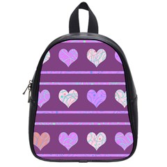 Purple Harts Pattern 2 School Bags (small)  by Valentinaart