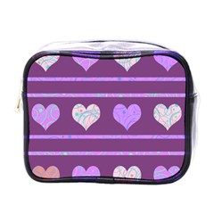 Purple Harts Pattern 2 Mini Toiletries Bags