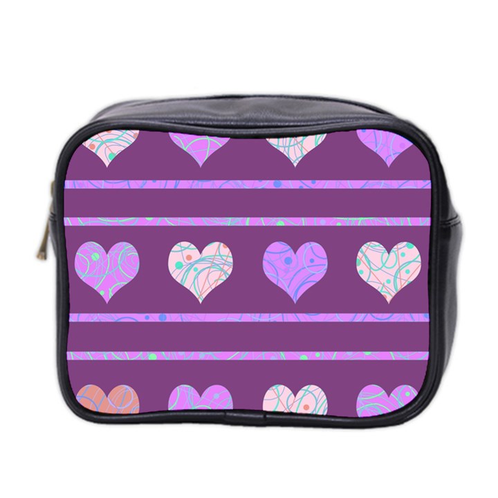 Purple harts pattern 2 Mini Toiletries Bag 2-Side