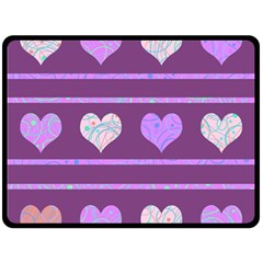 Purple Harts Pattern 2 Fleece Blanket (large)  by Valentinaart