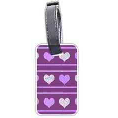 Purple Harts Pattern 2 Luggage Tags (one Side)  by Valentinaart