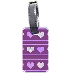 Purple Harts Pattern 2 Luggage Tags (two Sides) by Valentinaart