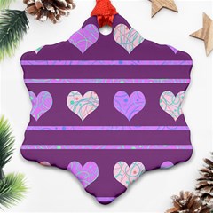 Purple Harts Pattern 2 Ornament (snowflake)  by Valentinaart