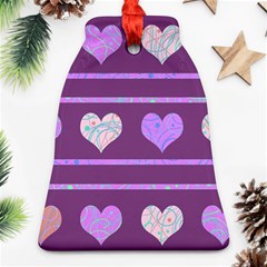 Purple Harts Pattern 2 Ornament (bell)  by Valentinaart