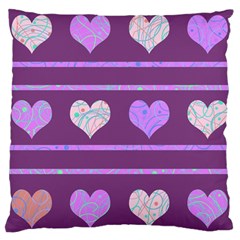 Purple Harts Pattern 2 Large Cushion Case (two Sides) by Valentinaart