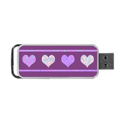 Purple Harts Pattern 2 Portable Usb Flash (one Side)