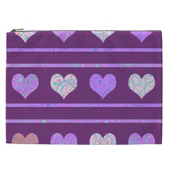 Purple Harts Pattern 2 Cosmetic Bag (xxl)  by Valentinaart