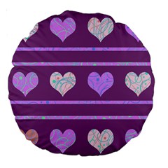 Purple Harts Pattern 2 Large 18  Premium Round Cushions