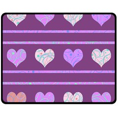 Purple Harts Pattern 2 Double Sided Fleece Blanket (medium) 