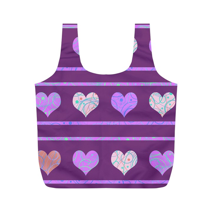 Purple harts pattern 2 Full Print Recycle Bags (M) 