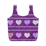 Purple harts pattern 2 Full Print Recycle Bags (M)  Back