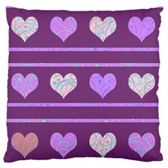 Purple Harts Pattern 2 Large Flano Cushion Case (one Side)