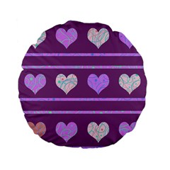 Purple Harts Pattern 2 Standard 15  Premium Flano Round Cushions