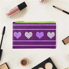 Purple Harts Pattern 2 Cosmetic Bag (xs) by Valentinaart