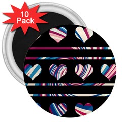 Colorful Harts Pattern 3  Magnets (10 Pack) 