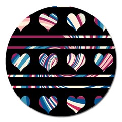 Colorful Harts Pattern Magnet 5  (round) by Valentinaart