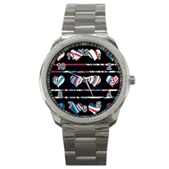 Colorful Harts Pattern Sport Metal Watch