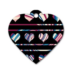 Colorful Harts Pattern Dog Tag Heart (one Side) by Valentinaart