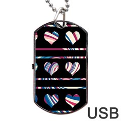 Colorful Harts Pattern Dog Tag Usb Flash (one Side) by Valentinaart