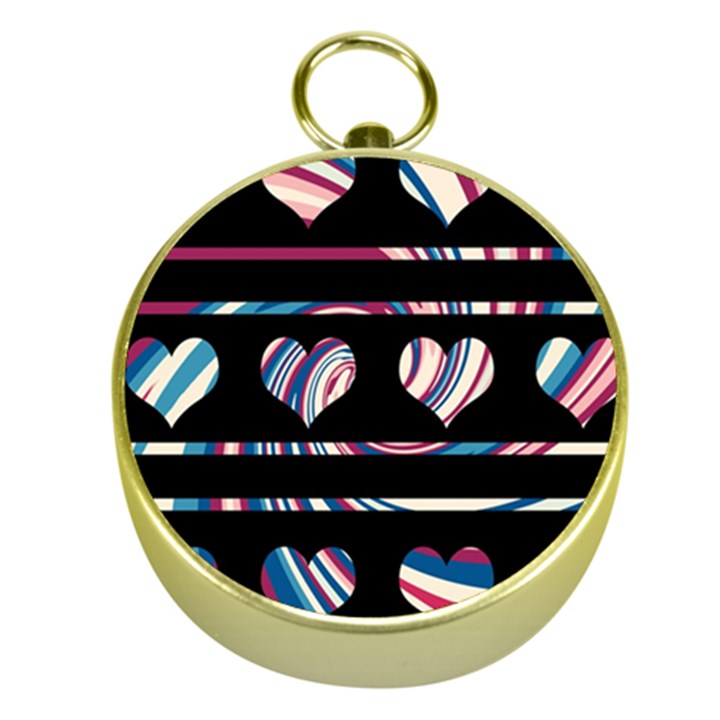 Colorful harts pattern Gold Compasses