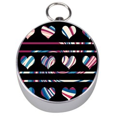 Colorful Harts Pattern Silver Compasses