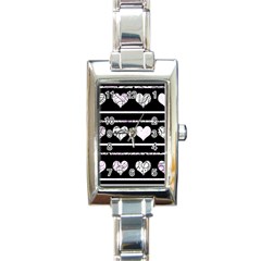 Elegant Harts Pattern Rectangle Italian Charm Watch