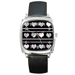 Elegant Harts Pattern Square Metal Watch by Valentinaart