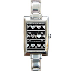 Elegant Harts Pattern Rectangle Italian Charm Watch by Valentinaart