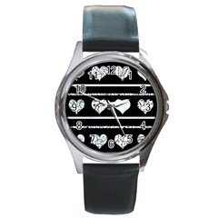 Elegant Harts Pattern Round Metal Watch by Valentinaart