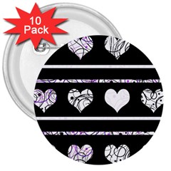 Elegant Harts Pattern 3  Buttons (10 Pack) 