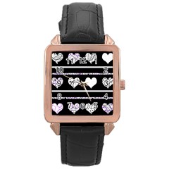 Elegant Harts Pattern Rose Gold Leather Watch  by Valentinaart