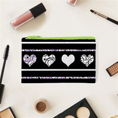 Elegant Harts Pattern Cosmetic Bag (xs) by Valentinaart