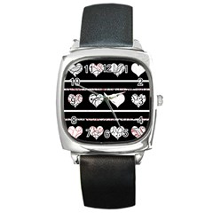 Elegant Harts Pattern Square Metal Watch by Valentinaart