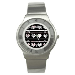 Elegant Harts Pattern Stainless Steel Watch by Valentinaart