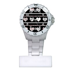 Elegant Harts Pattern Plastic Nurses Watch