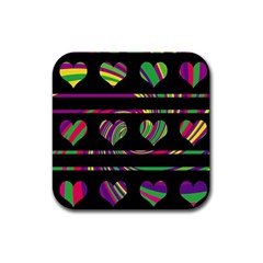 Colorful Harts Pattern Rubber Coaster (square) 