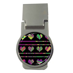 Colorful Harts Pattern Money Clips (round)  by Valentinaart