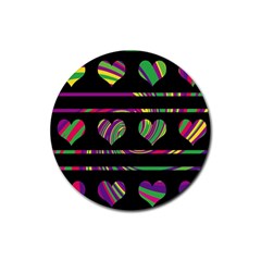 Colorful Harts Pattern Rubber Round Coaster (4 Pack) 