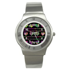 Colorful Harts Pattern Stainless Steel Watch