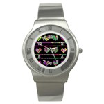 Colorful harts pattern Stainless Steel Watch Front