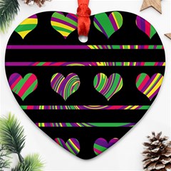 Colorful Harts Pattern Heart Ornament (2 Sides)