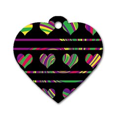 Colorful Harts Pattern Dog Tag Heart (one Side)