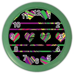 Colorful Harts Pattern Color Wall Clocks