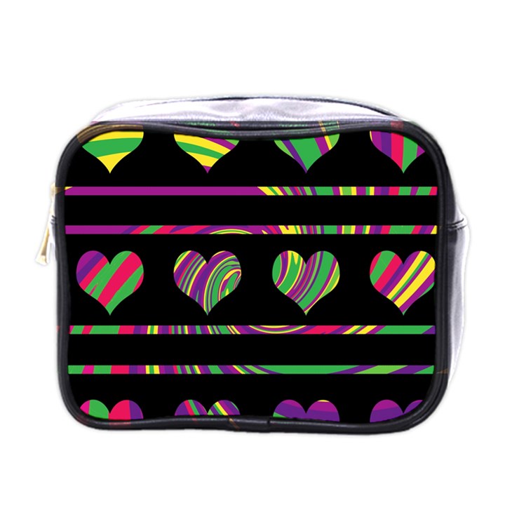 Colorful harts pattern Mini Toiletries Bags