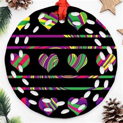 Colorful Harts Pattern Ornament (round Filigree) 