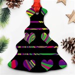 Colorful harts pattern Christmas Tree Ornament (2 Sides) Front