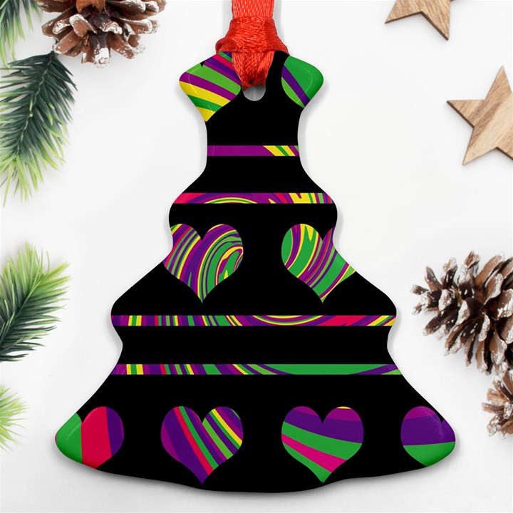 Colorful harts pattern Christmas Tree Ornament (2 Sides)