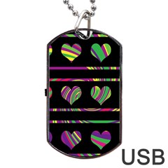 Colorful Harts Pattern Dog Tag Usb Flash (two Sides)  by Valentinaart