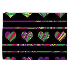 Colorful Harts Pattern Cosmetic Bag (xxl)  by Valentinaart